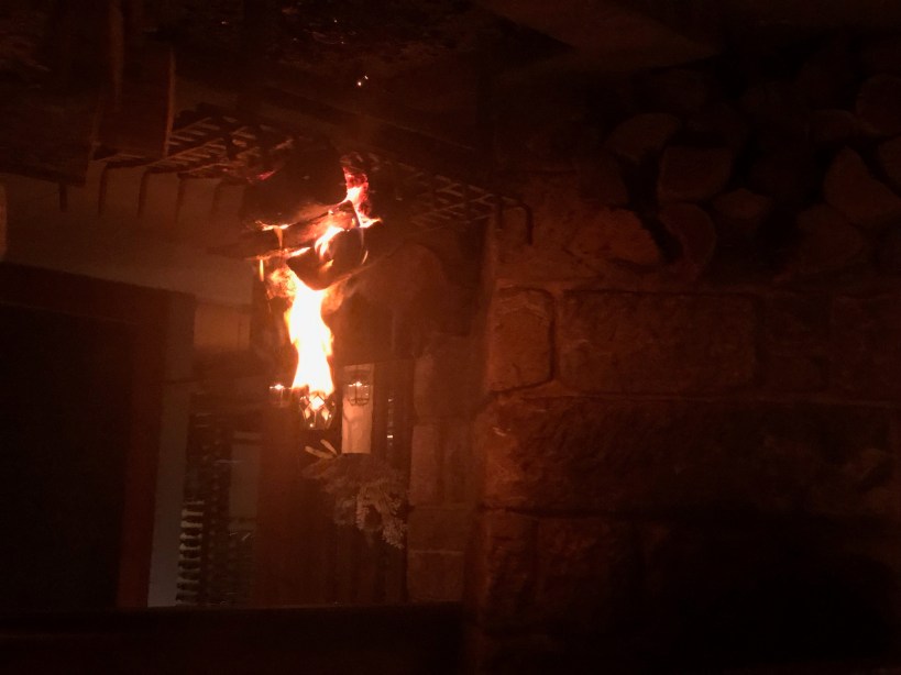 Muse Dining fireplace in the winter